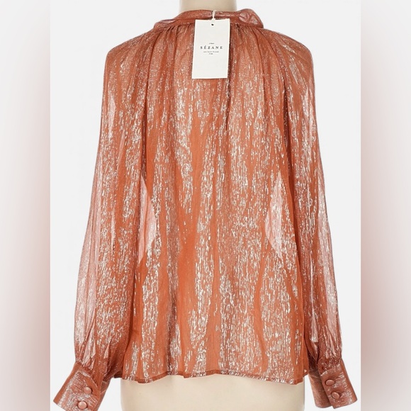 NWT Sézane Zelda Lurex Blouse FR 44 / US 12 - Picture 11 of 12